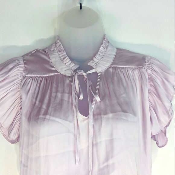 SINCERELY JULES Women’s Lavender Ruffle Smocked Hem Blouse Medium Romantic Boho - Picture 3 of 9